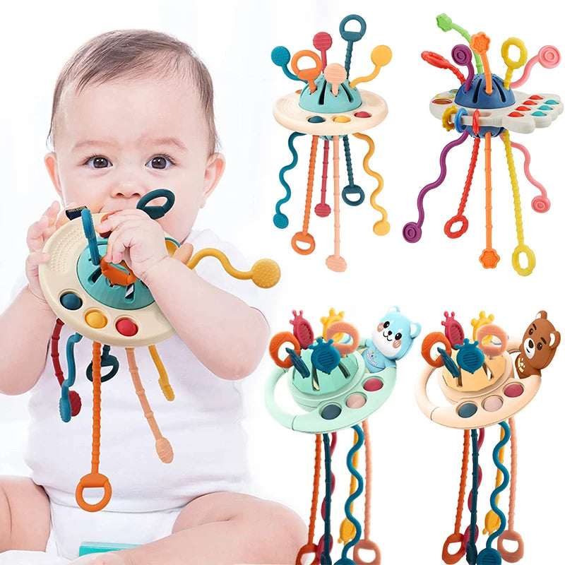 Baby Pull String Rattle Teether Toy