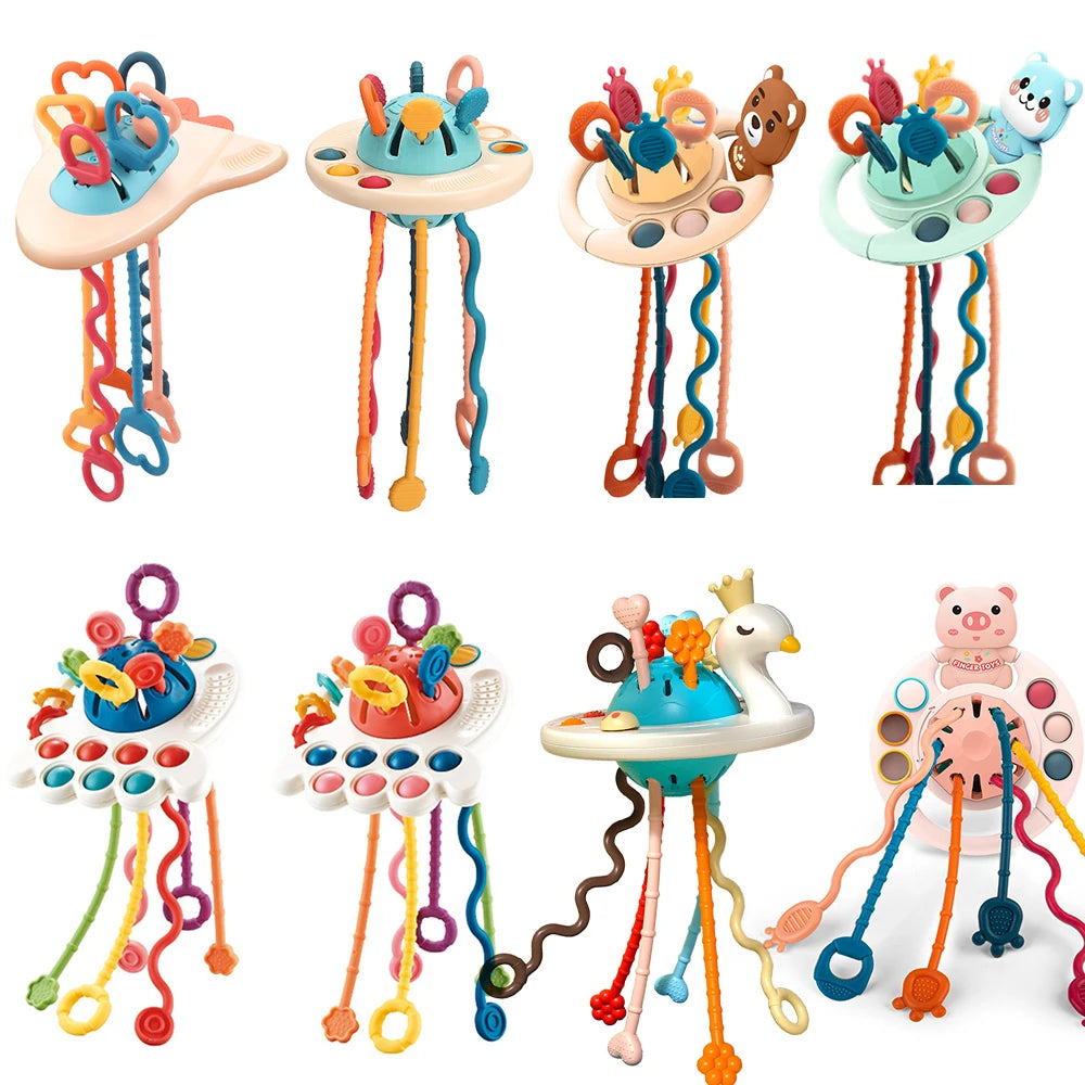 Baby Pull String Rattle Teether Toy